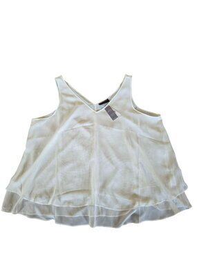 Lane Bryant White Swing Tank Top Plus Size 22 Sheer Layered Hem V-Neck NWT
